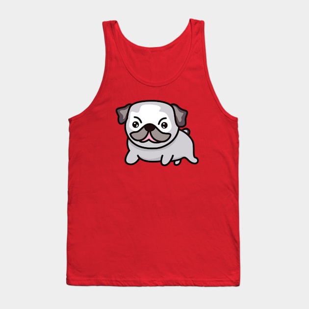 Pug Dog Lover - Cute Dog Drawing Tank Top by Kawaii Bomb